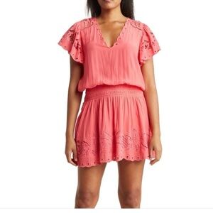 Ramy Brook Women’s Rochelle Beige Eyelet Mini Dress - Size Medium